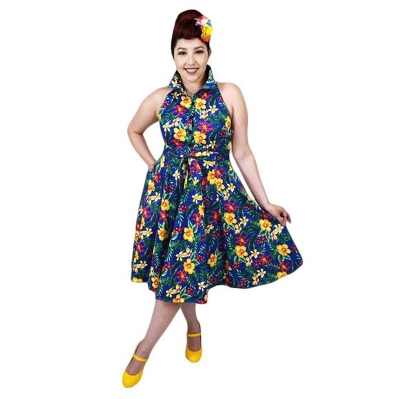 NWT June Shirtdress in Blue Hawaii Print - Picture 2 of 7